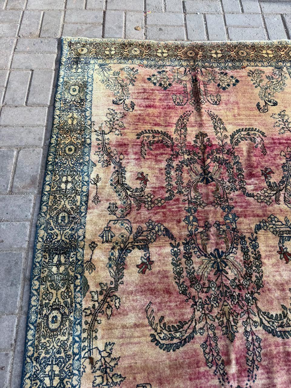 French Handmade Antique Persian Sarouk Rug 4' x 6', 1890s - 2B94 For Sale