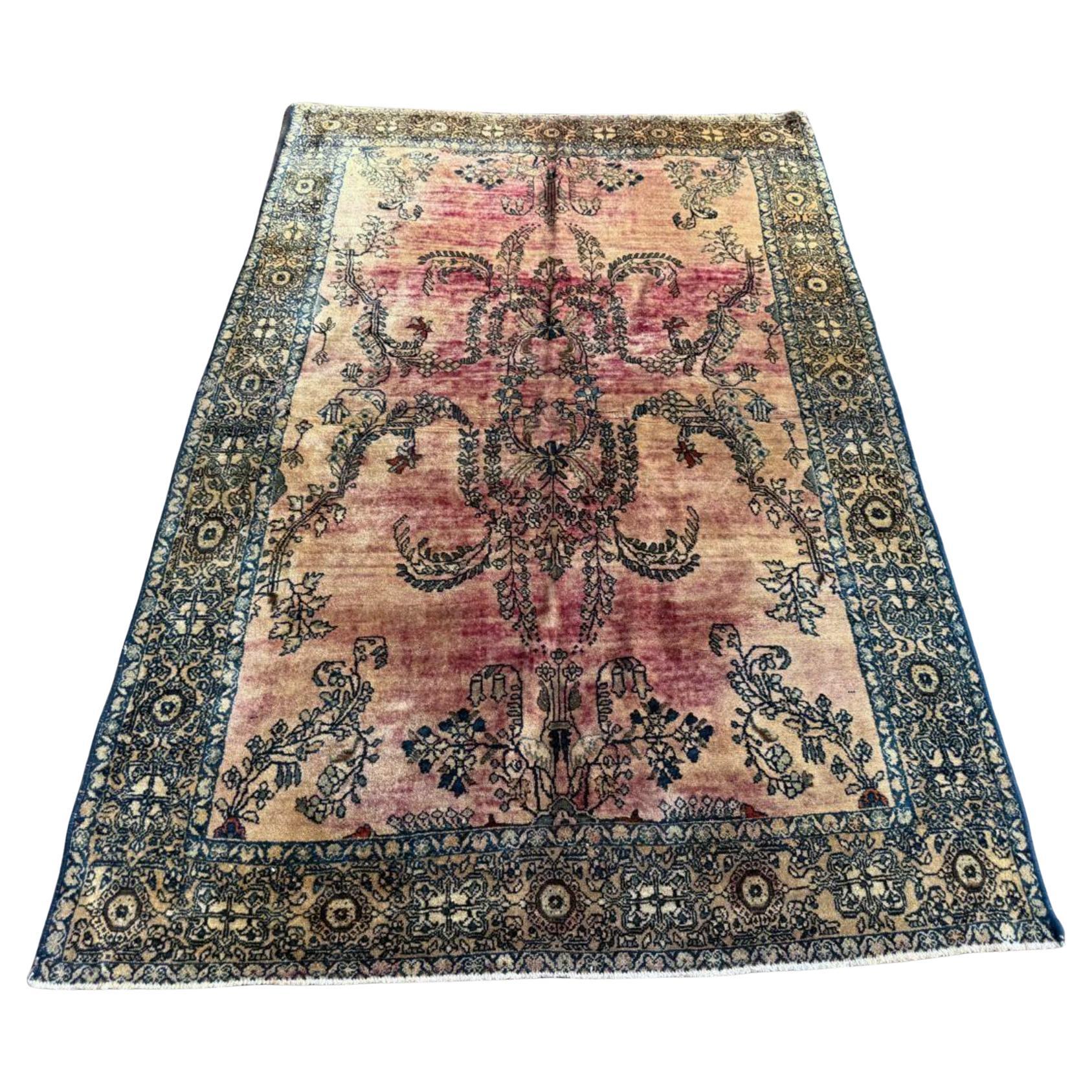 Handmade Antique Persian Sarouk Rug 4' x 6', 1890s - 2B94 For Sale