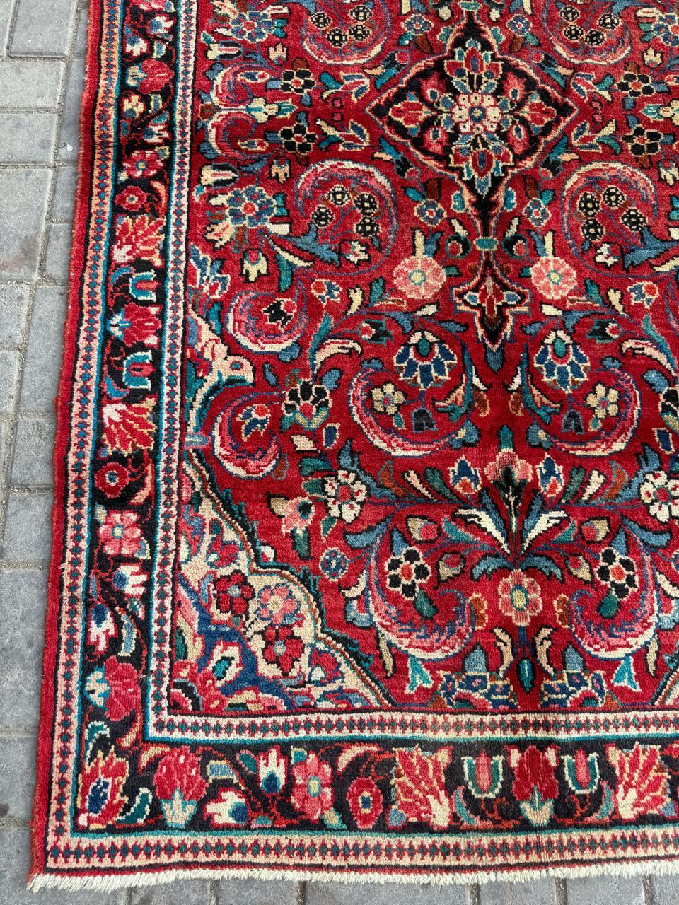 Handgefertigter antiker persischer Sarouk-Teppich 4' x 6,8', 1920er Jahre - 2B93 (Handgeknüpft) im Angebot