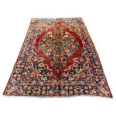 Handgefertigter antiker persischer Sarouk-Teppich 4,3' x 6,4', 1920er Jahre - 2B95