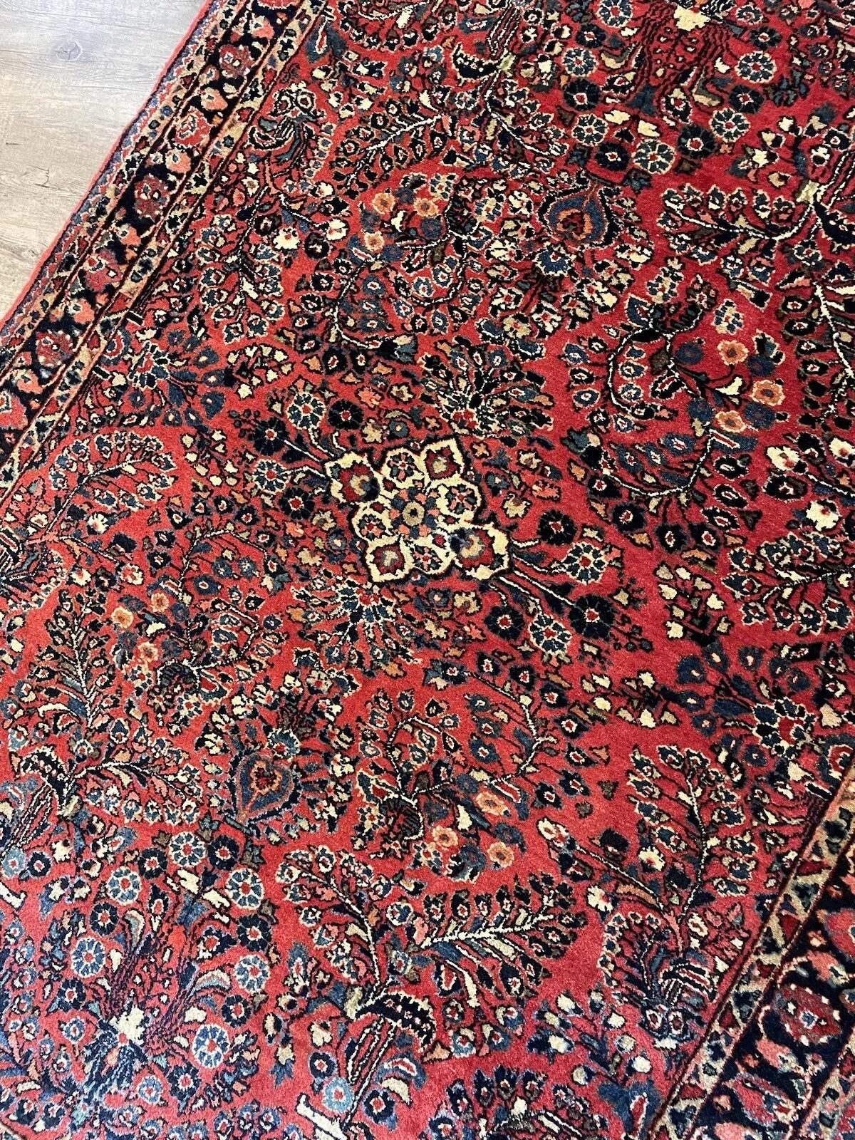 Tapis Sarouk persan ancien fait à la main 4.3' x 6,5', années 1920 - 1N25 Bon état - En vente à Bordeaux, FR