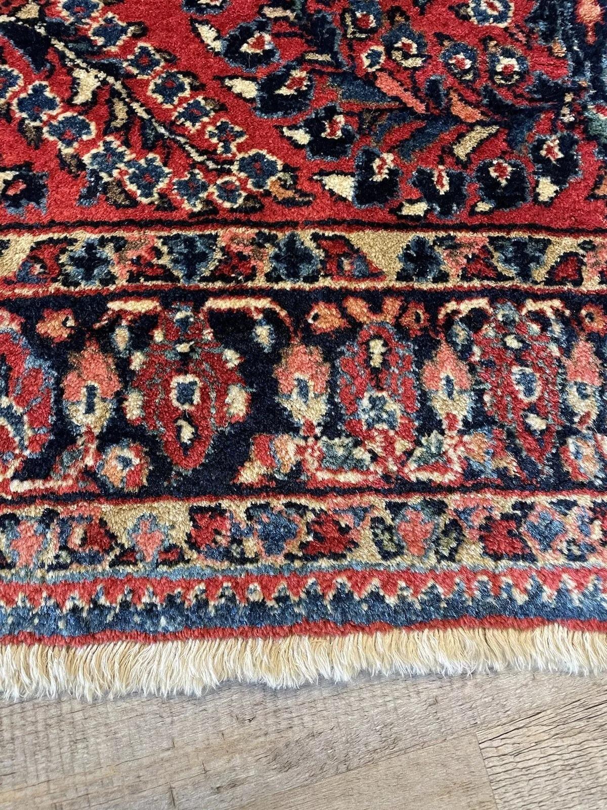 Laine Tapis Sarouk persan ancien fait à la main 4.3' x 6,5', années 1920 - 1N25 en vente