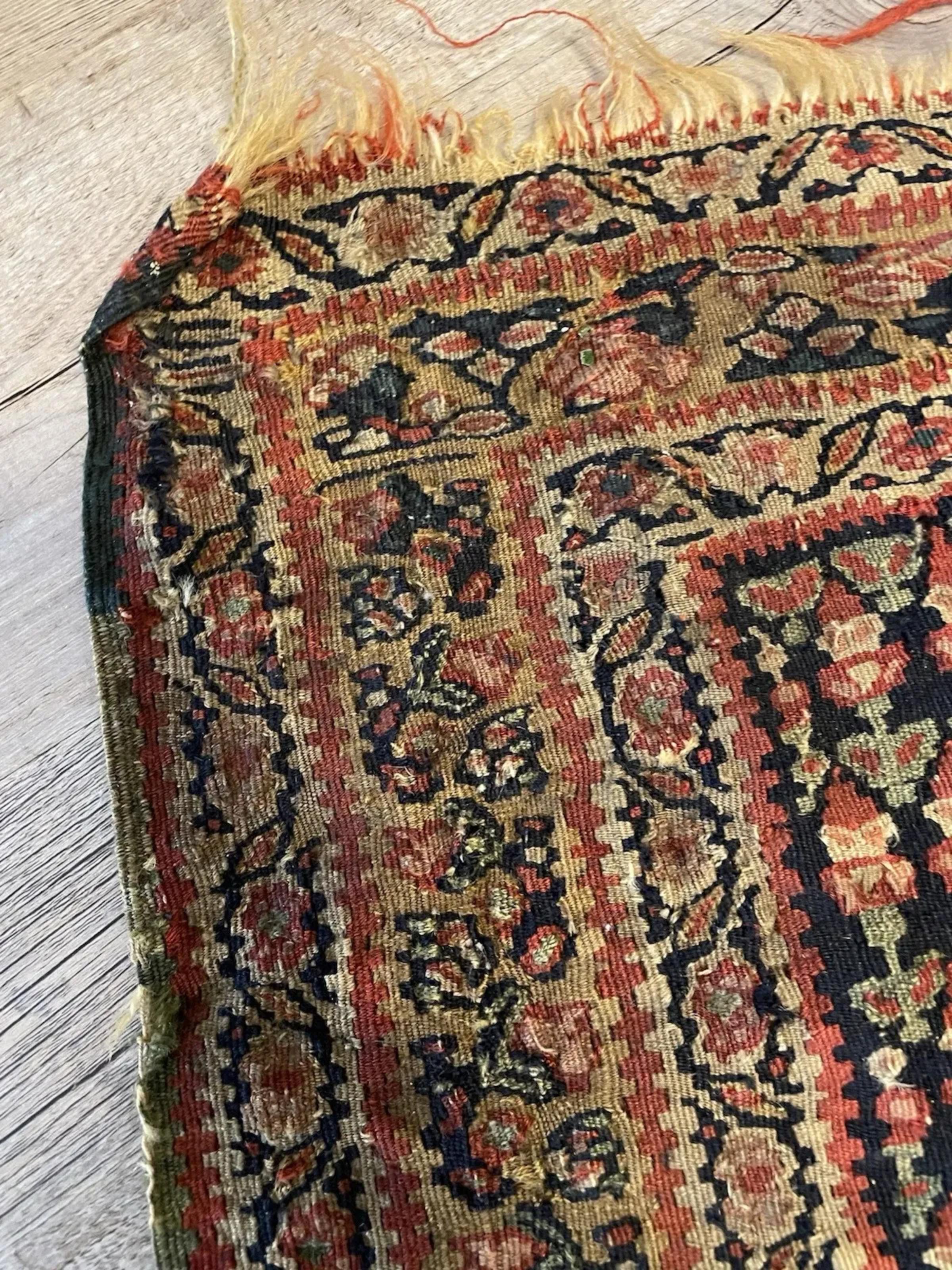 Alfombra persa antigua Senneh Kilim hecha a mano 3,11' x 5,6', década de 1880 - 1N109 Lana en venta