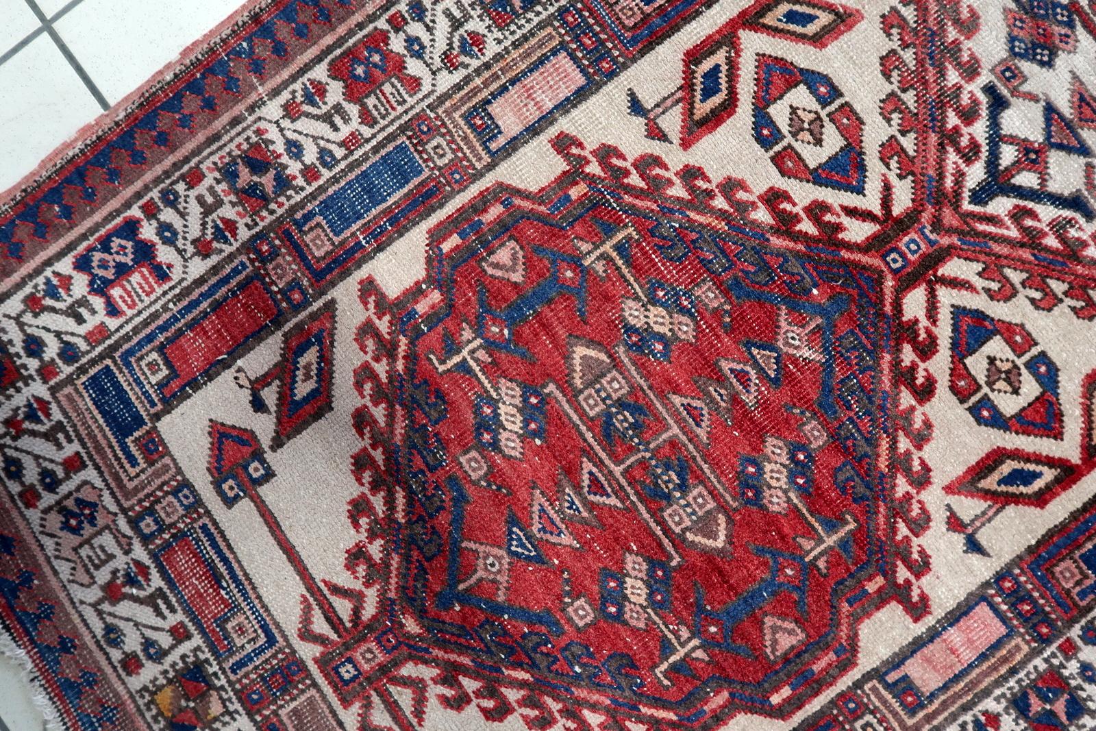 Handgefertigter antiker persischer Serab-Läufer 3.3' x 10.6' 1920er Jahre - 1C1165 (Handgeknüpft) im Angebot