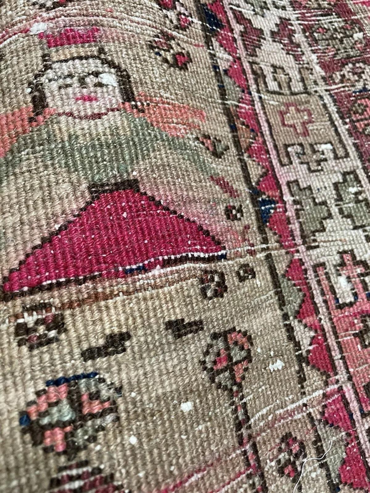 Wool Handmade Antique Persian Seraband Collectible Rug 4.3' x 7.4' 1900s - 1N78 For Sale