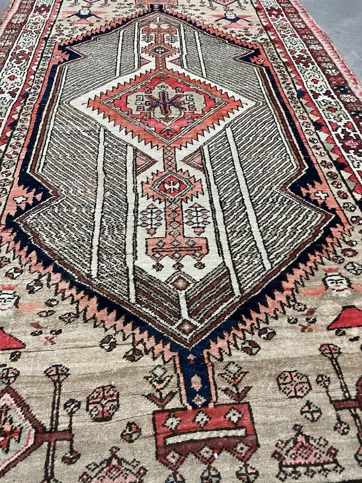 Handmade Antique Persian Seraband Collectible Rug 4.3' x 7.4' 1900s - 1N78 For Sale 2