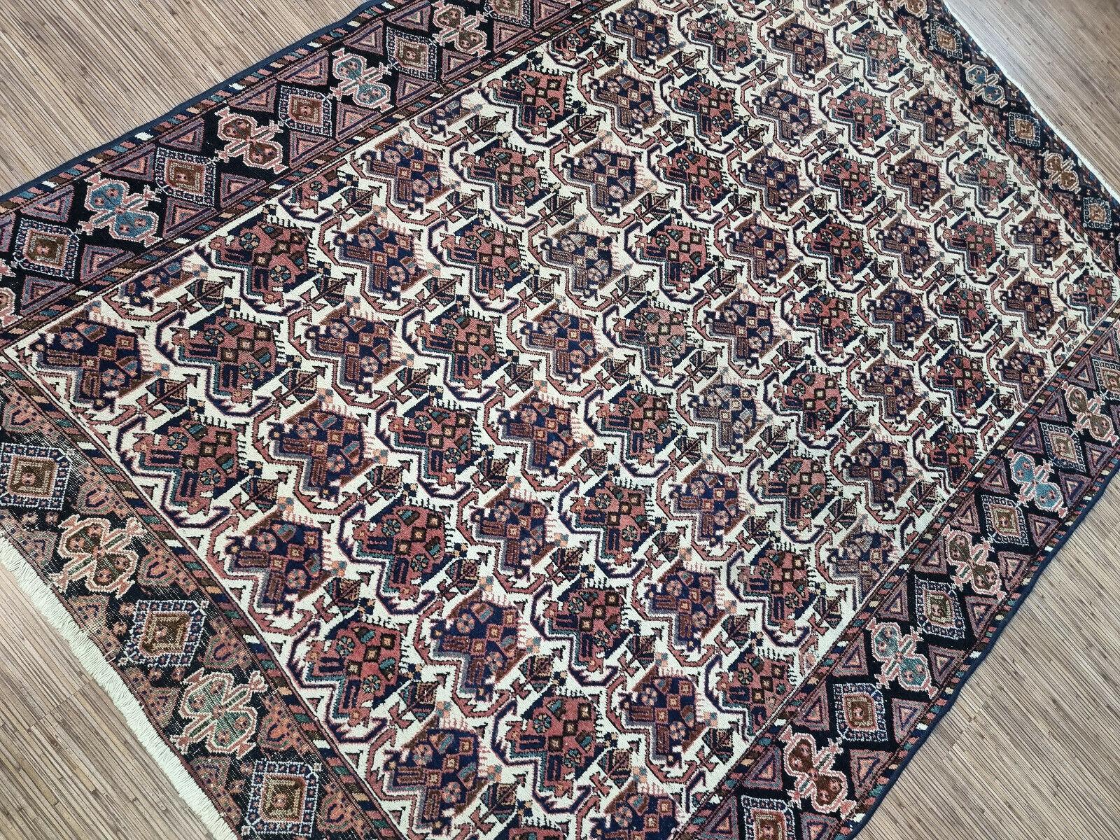 Tapis persan ancien Afshar fait à la main 5.3' x 6,9', années 1920 - 1D96 en vente 5