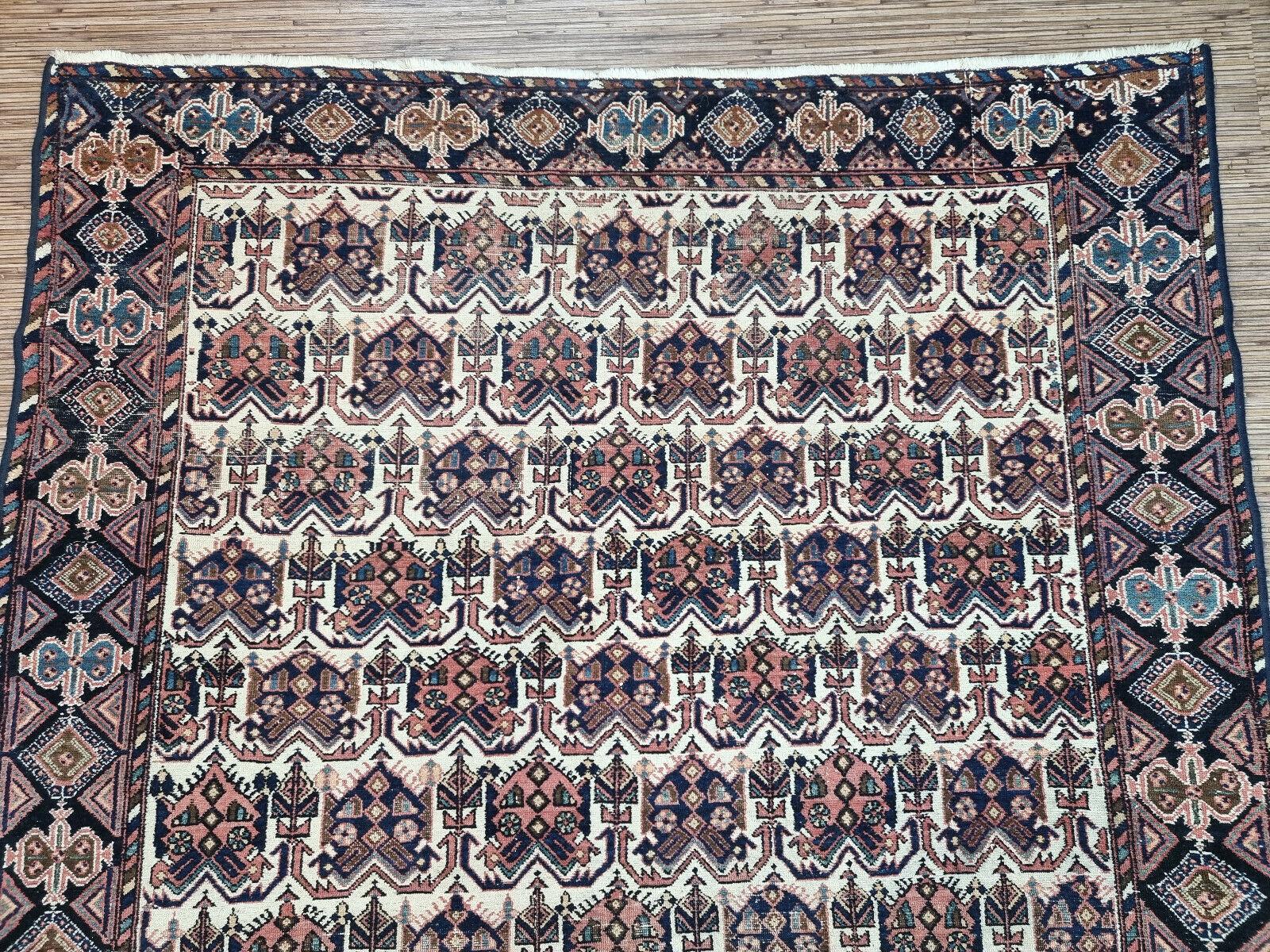 Early 20th Century Handmade Antique Persian Style Afshar Rug 5.3' x 6.9', 1920s - 1D96 For Sale