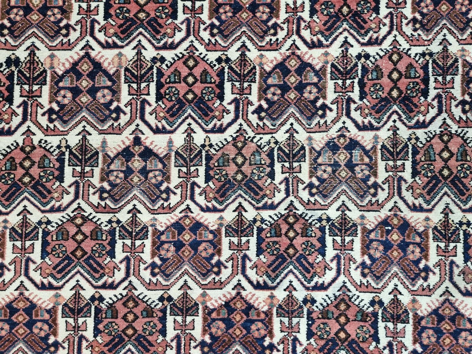 Laine Tapis persan ancien Afshar fait à la main 5.3' x 6,9', années 1920 - 1D96 en vente
