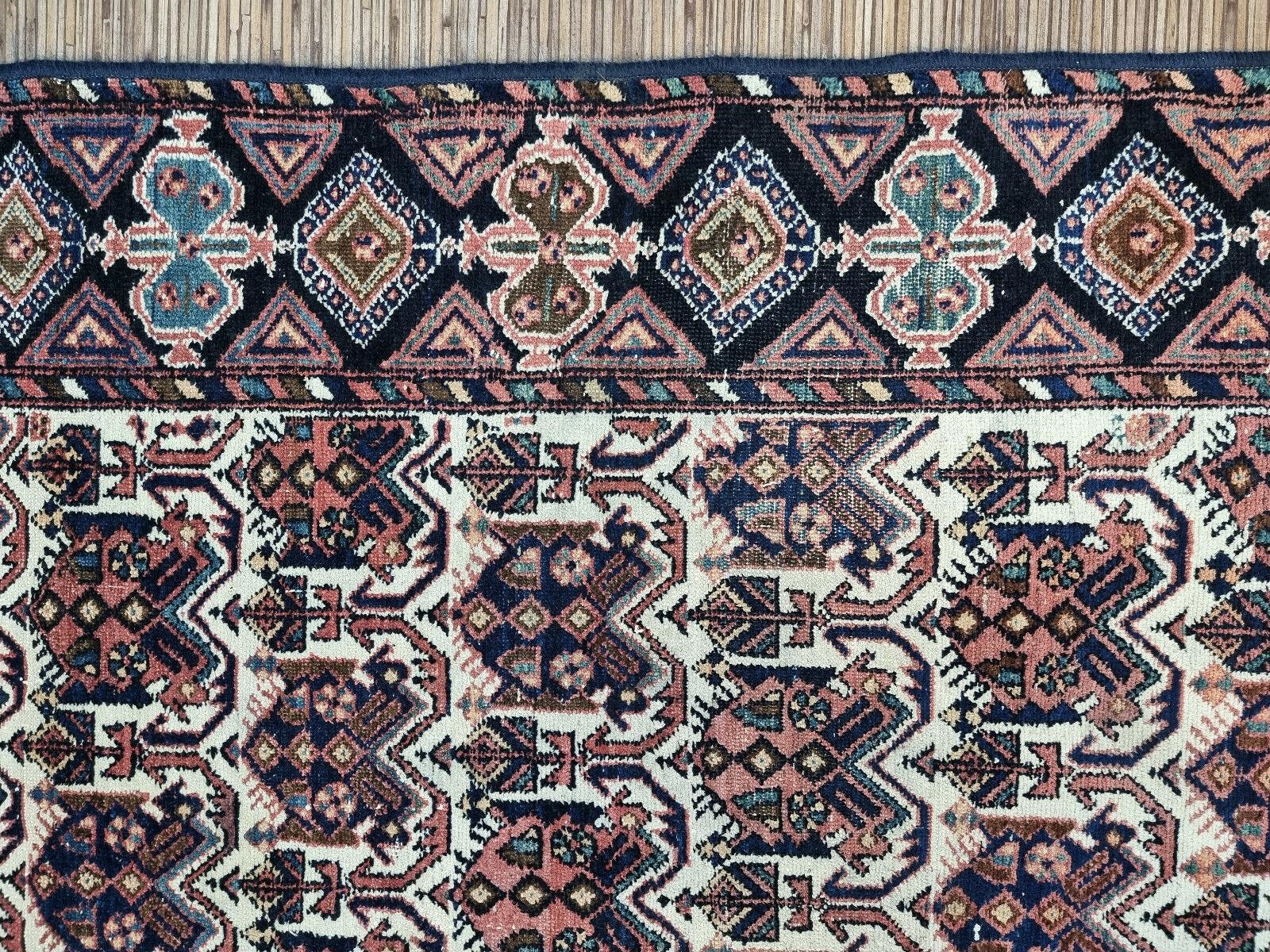 Tapis persan ancien Afshar fait à la main 5.3' x 6,9', années 1920 - 1D96 en vente 1