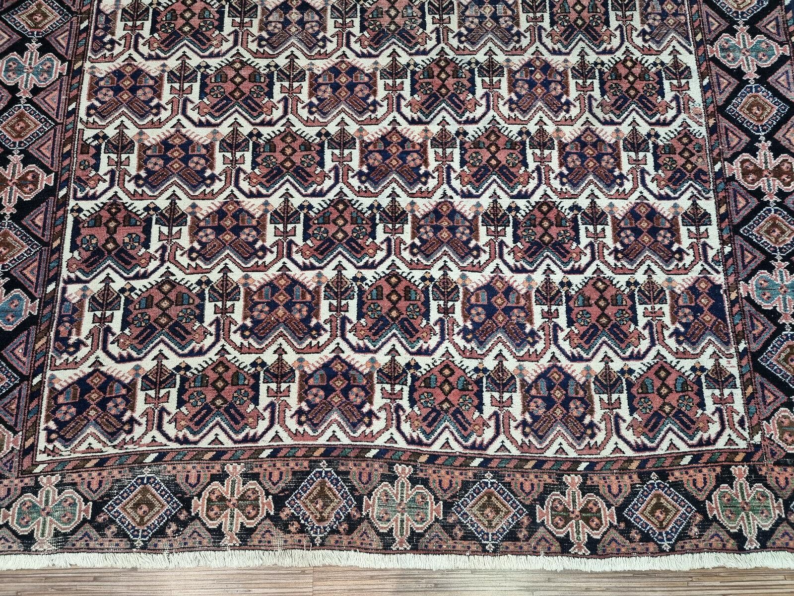 Tapis persan ancien Afshar fait à la main 5.3' x 6,9', années 1920 - 1D96 en vente 2