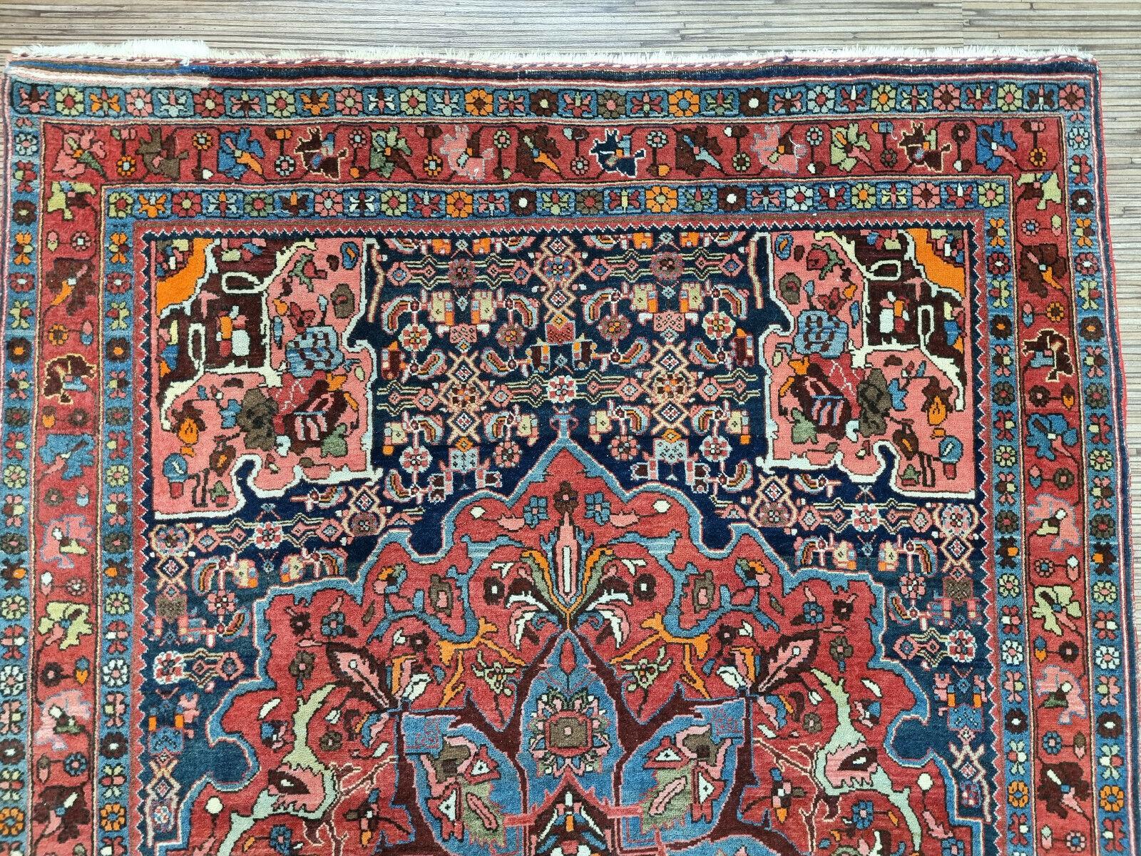 Handgefertigter antiker Bidjar-Teppich im persischen Stil 3.8' x 5.3', 1910er Jahre - 1D100 (Frühes 20. Jahrhundert) im Angebot