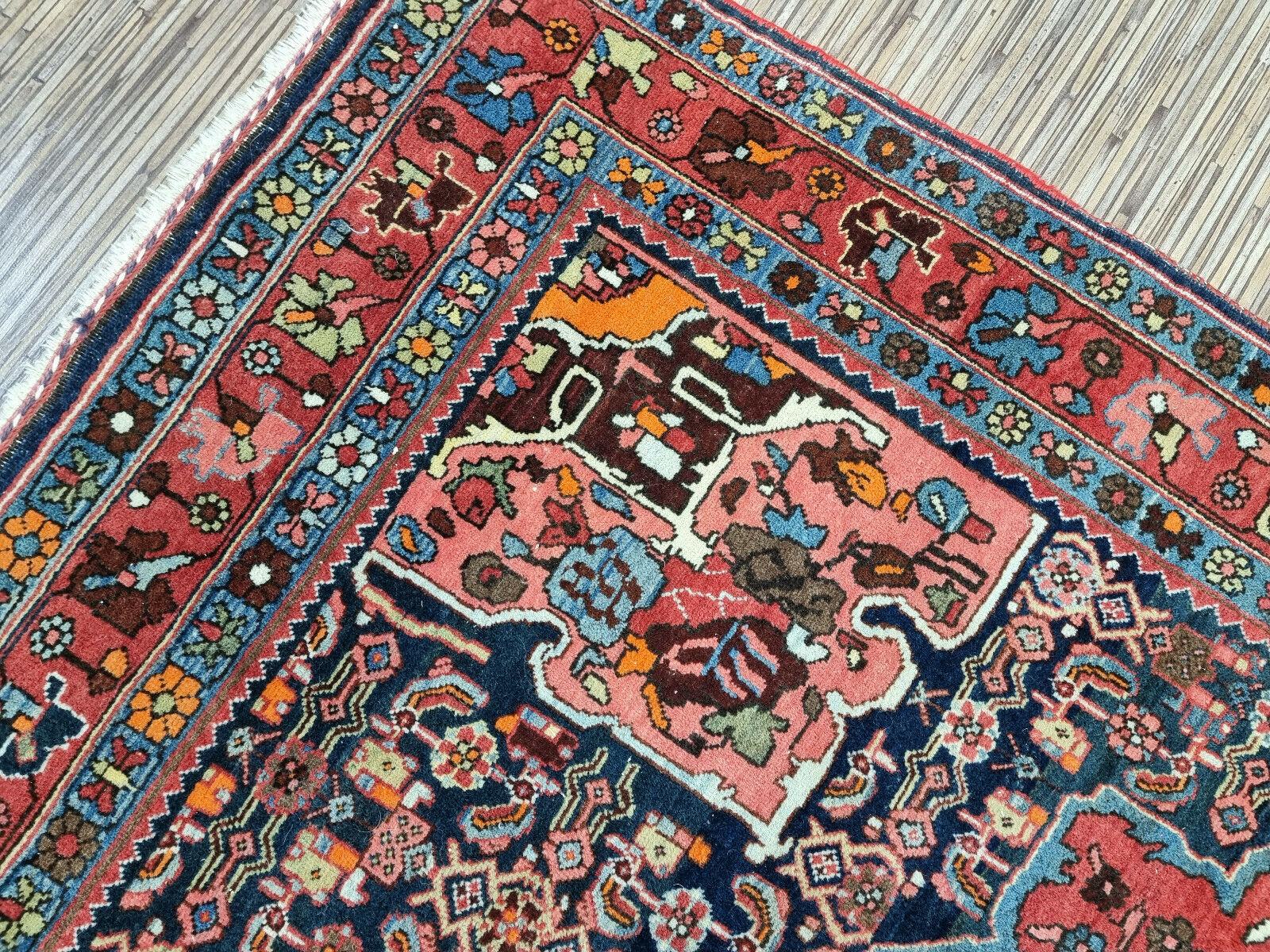 Handgefertigter antiker Bidjar-Teppich im persischen Stil 3.8' x 5.3', 1910er Jahre - 1D100 (Wolle) im Angebot