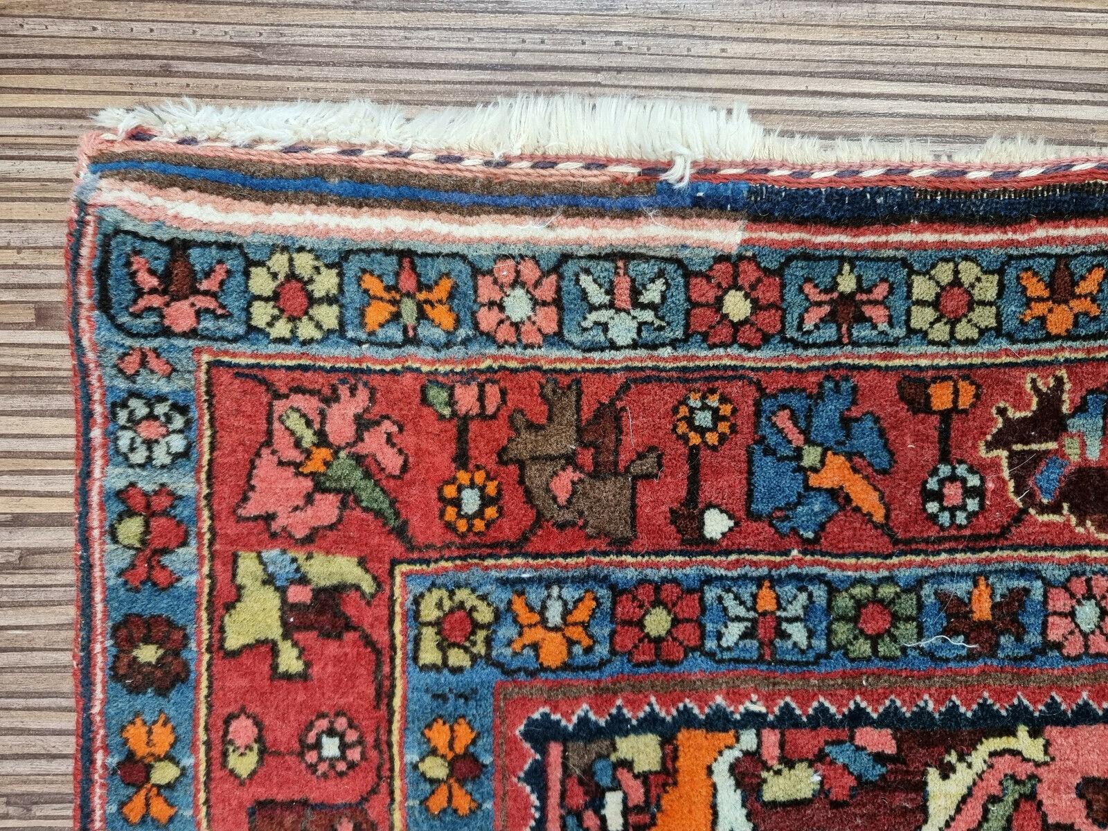 Handmade Antique Persian Style Bidjar Rug 3.8' x 5.3', 1910s - 1D100 For Sale 1