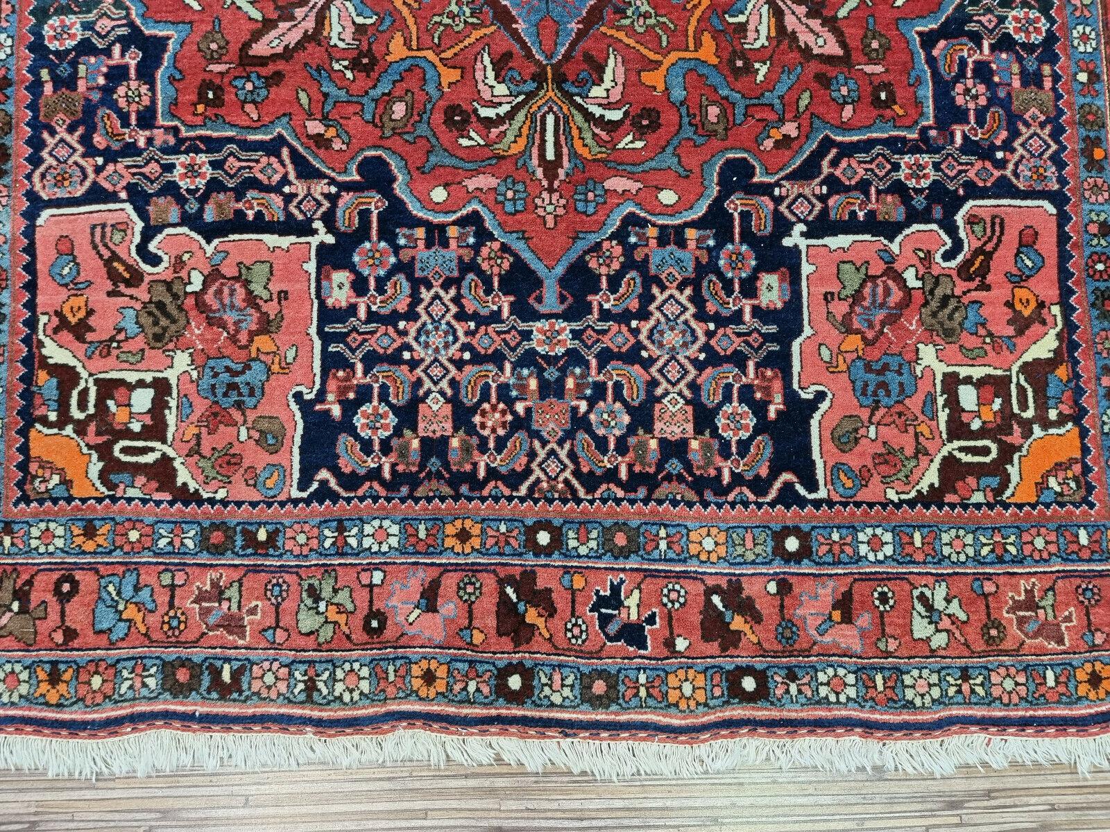 Handmade Antique Persian Style Bidjar Rug 3.8' x 5.3', 1910s - 1D100 For Sale 3