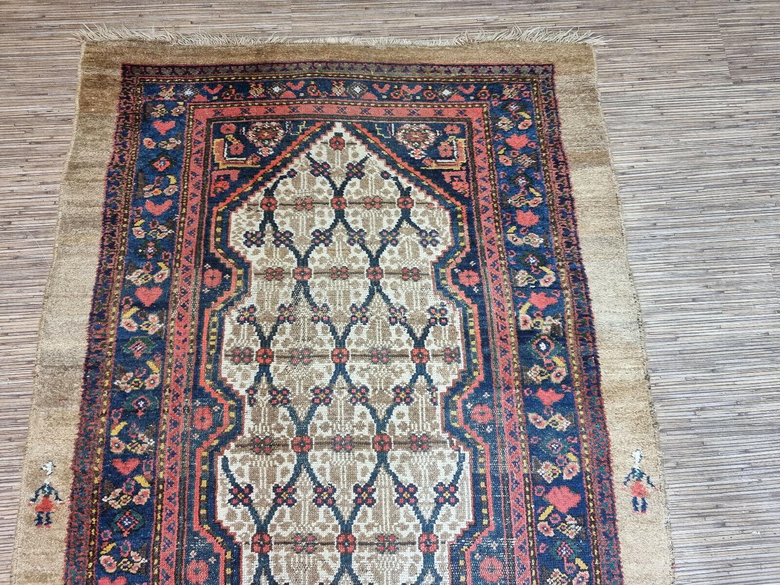 Early 20th Century Handmade Antique Persian Style Camel Hair Runner Rug 4' x 14.4', 1900s - 1D79 For Sale
