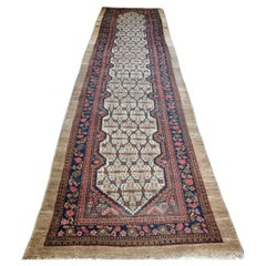 Tapis de couloir persan ancien fait à la main, 4' x 14',4', années 1900 - 1D79