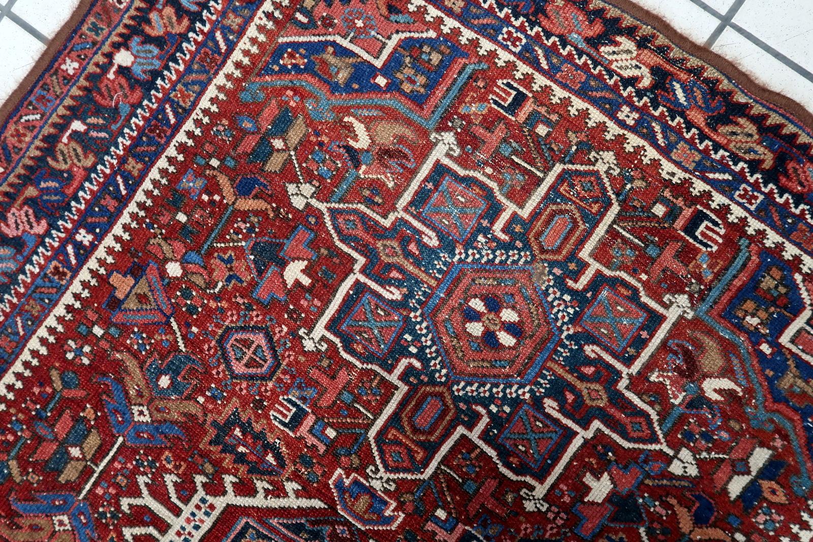 Hand-Knotted Handmade Antique Persian Style Hamadan Rug 3.4' x 4.2', 1930s - 1C1123 For Sale