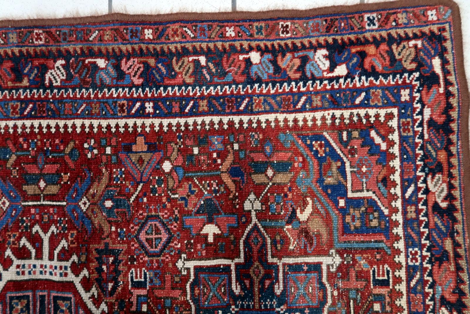 Handmade Antique Persian Style Hamadan Rug 3.4' x 4.2', 1930s - 1C1123 In Good Condition For Sale In Bordeaux, FR