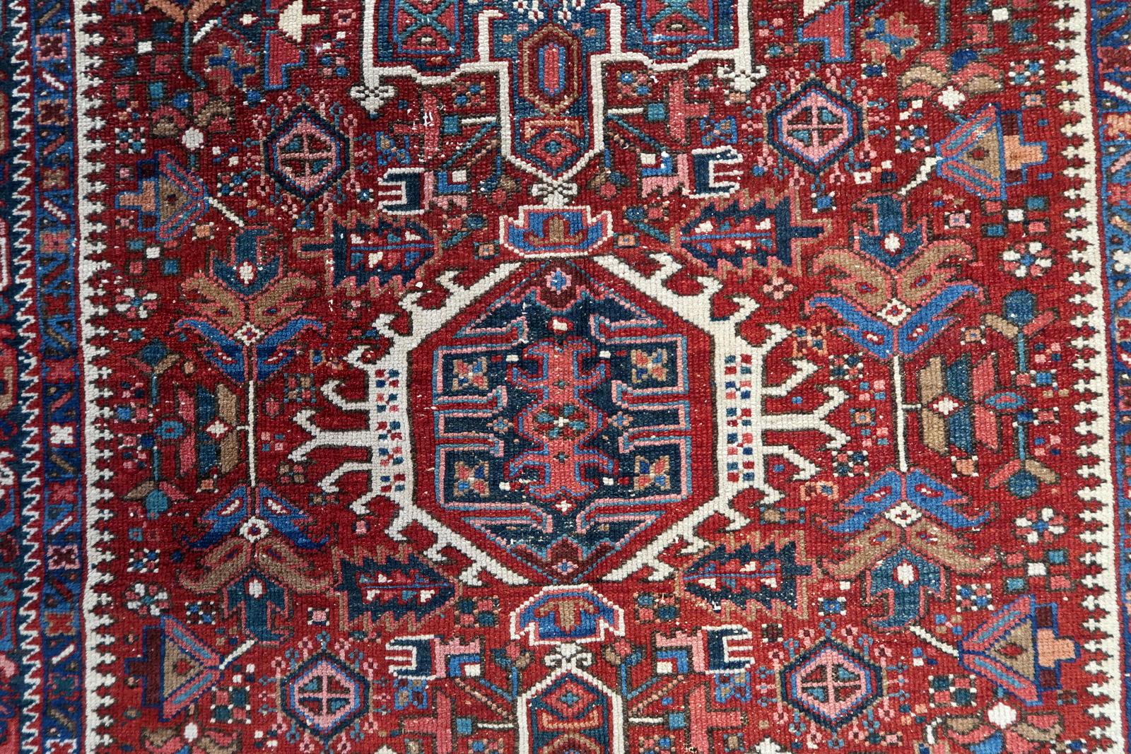 Wool Handmade Antique Persian Style Hamadan Rug 3.4' x 4.2', 1930s - 1C1123 For Sale