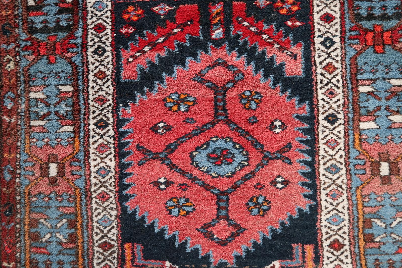 Early 20th Century Handmade Antique Persian Style Hamadan Runner Rug 3.4' x 7.7, 1920s - 1C1104 For Sale