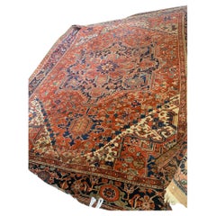 Handmade Antique Persian Style Heriz Rug 9.4' x 12.5', 1900s - 2B031