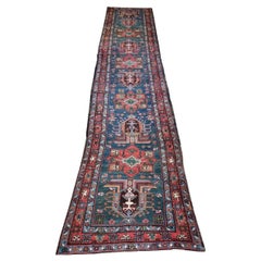 Handmade Antique Persian Style Heriz Runner Rug 2.8' x 13.7', 1900s - 1D80