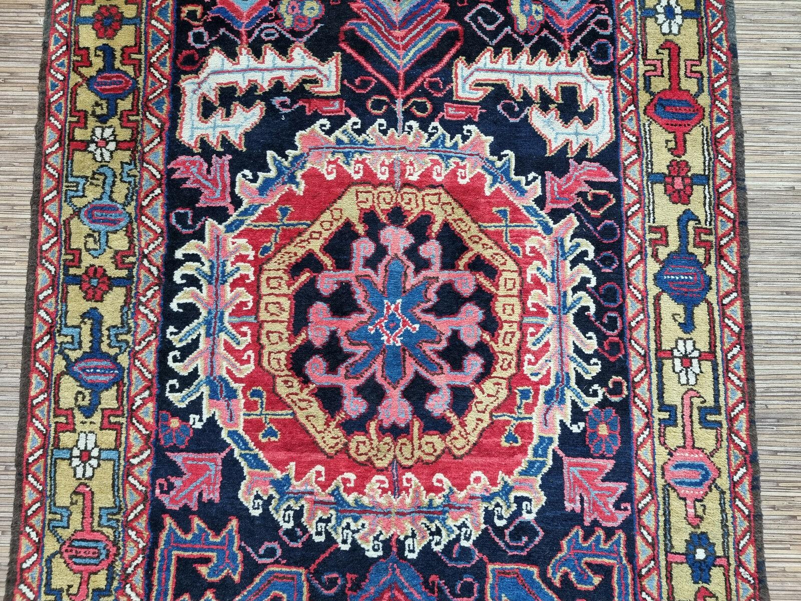 Handmade Antique Persian Style Heriz Runner Rug 3.7' x 12.1', 1920s - 1D78 For Sale 1