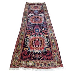 Handmade Antique Persian Style Heriz Runner Rug 3.7' x 12.1', 1920s - 1D78