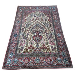 Tapis de prière persan ancien fait à la main de style Isfahan 4,6' x 6,8', 1900s - 1D85