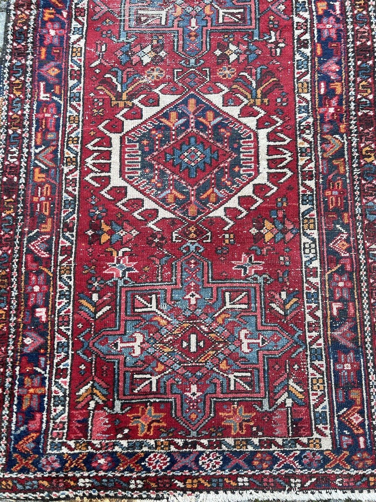 Early 20th Century Handmade Antique Persian Style Karajeh Runner Rug 2.9' x 11.2', 1920s - 1S57 For Sale