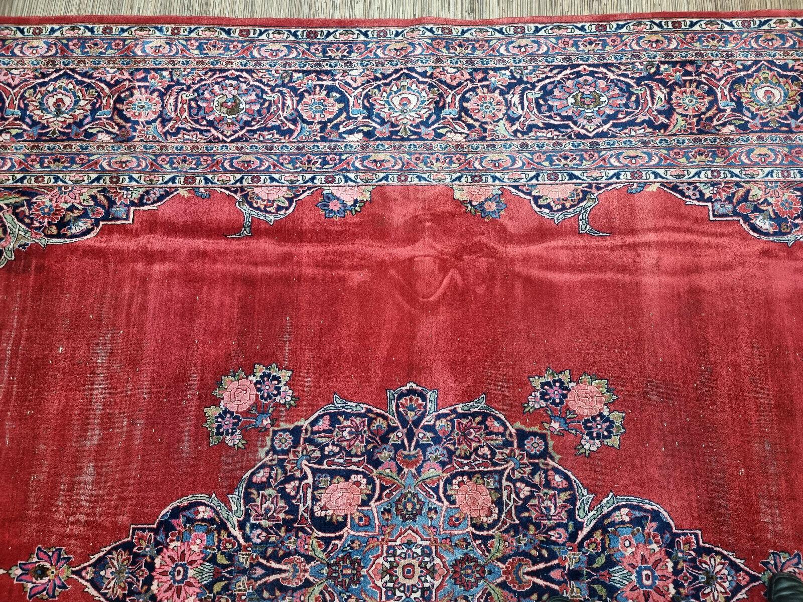 Tapis ancien de style persan Kashan, fait à la main, 8.5' x 12.9', 1920s - 1D68 en vente 5