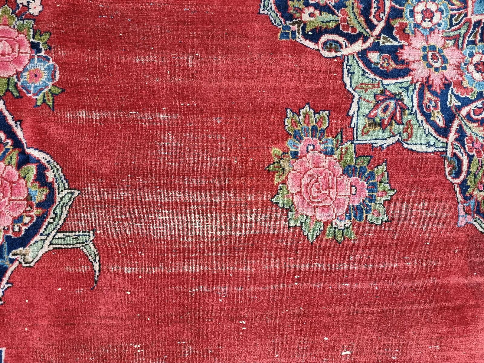 Tapis ancien de style persan Kashan, fait à la main, 8.5' x 12.9', 1920s - 1D68 en vente 1