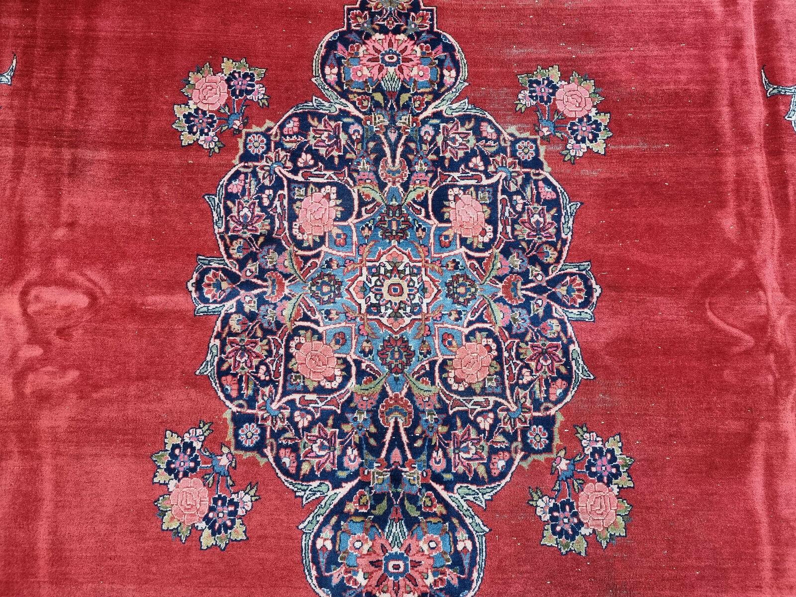 Tapis ancien de style persan Kashan, fait à la main, 8.5' x 12.9', 1920s - 1D68 en vente 2