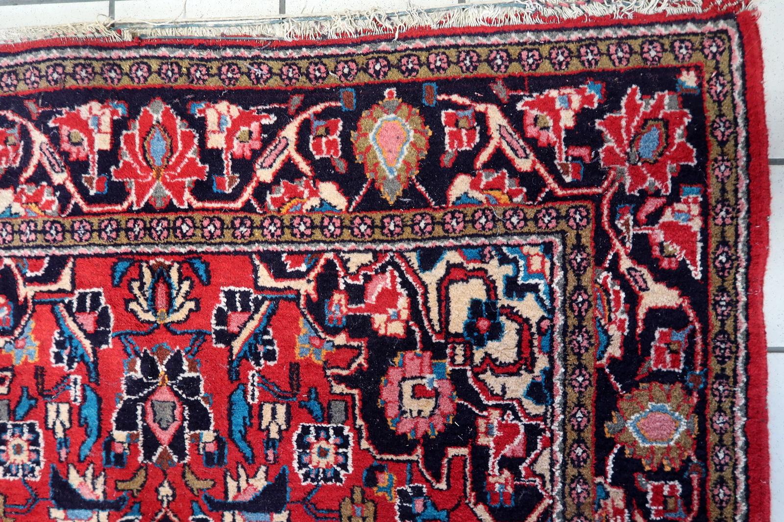 Handmade Antique Persian Style Kashan Rug 4.2' x 6.5', 1920s - 1C1119 In Good Condition For Sale In Bordeaux, FR