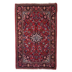 Tapis ancien de style persan Kashan fait main 4.2' x 6.5', 1920 - 1C1119