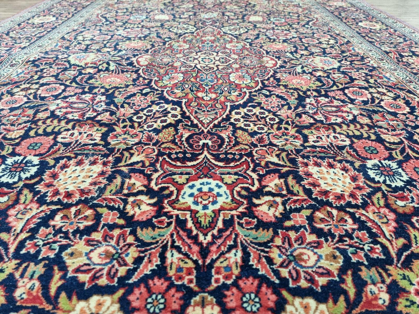Handgefertigter antiker Kashan-Teppich im persischen Stil 4,3' x 6,6', 1920er Jahre - 1D77 im Angebot 4