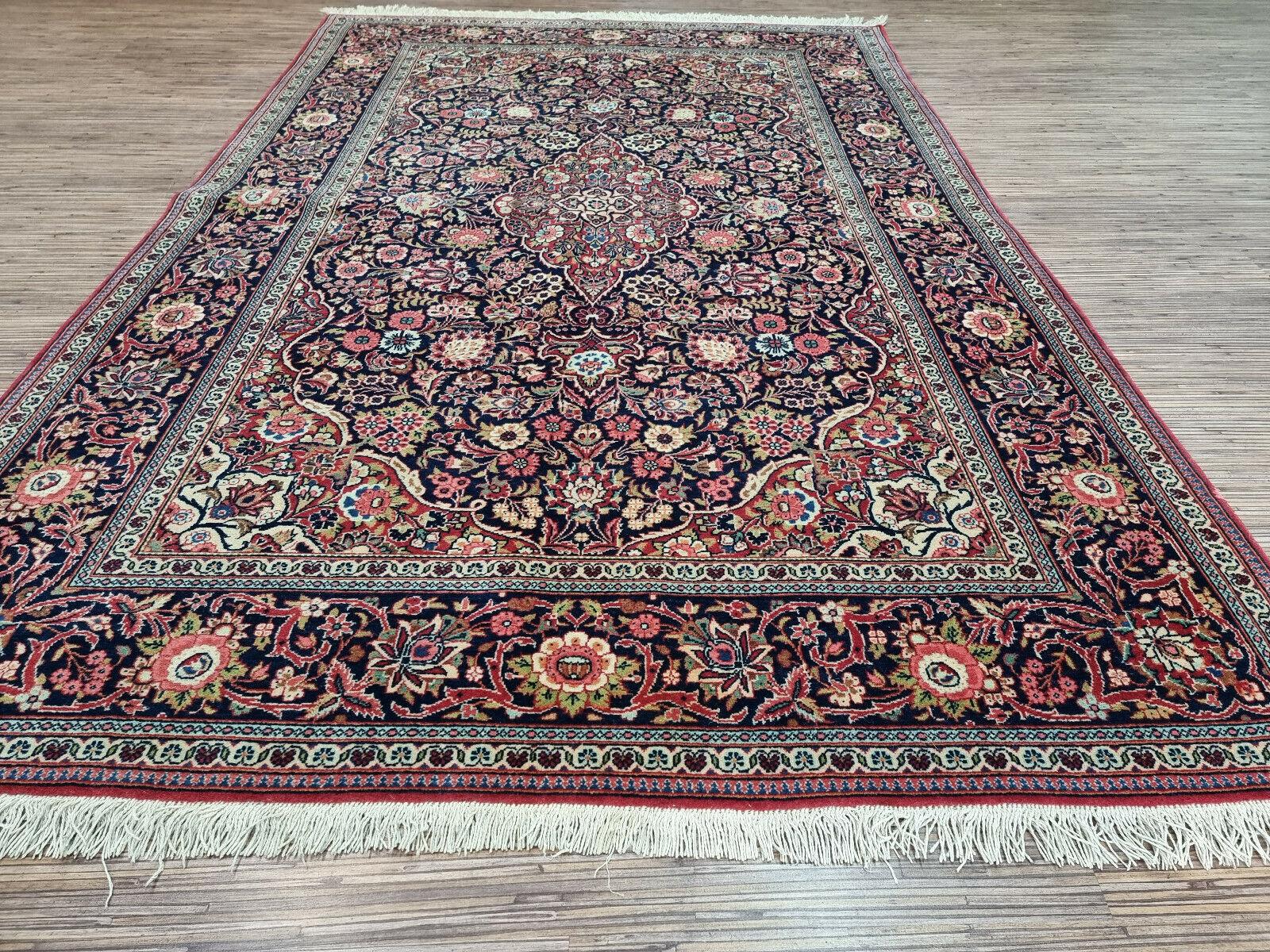 Handgefertigter antiker Kashan-Teppich im persischen Stil 4,3' x 6,6', 1920er Jahre - 1D77 (Handgeknüpft) im Angebot