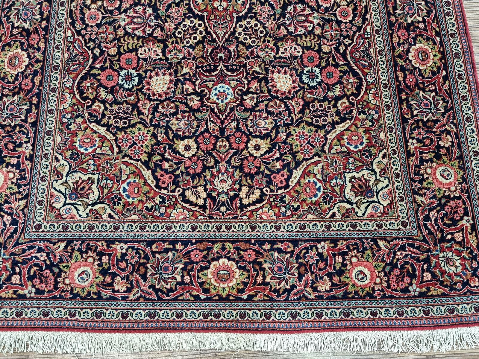 Handgefertigter antiker Kashan-Teppich im persischen Stil 4,3' x 6,6', 1920er Jahre - 1D77 im Angebot 2