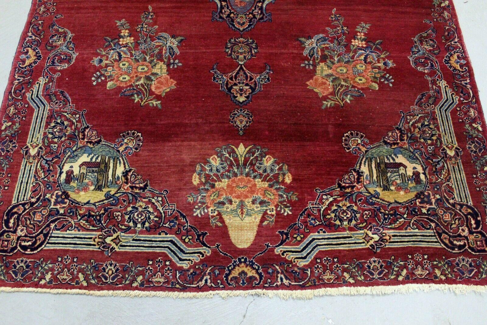 Handmade Antique Persian Style Kerman Rug 4.3' x 6.7', 1920s - 1K45 In Good Condition For Sale In Bordeaux, FR