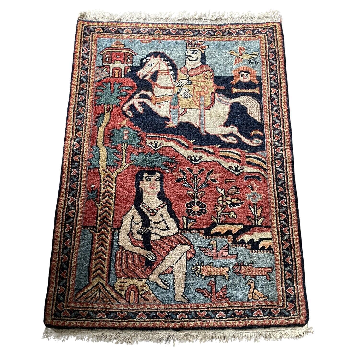 Tapis Lilihan de style persan ancien fait à la main 2,2' x 3.1', années 1920 - 1N01 en vente