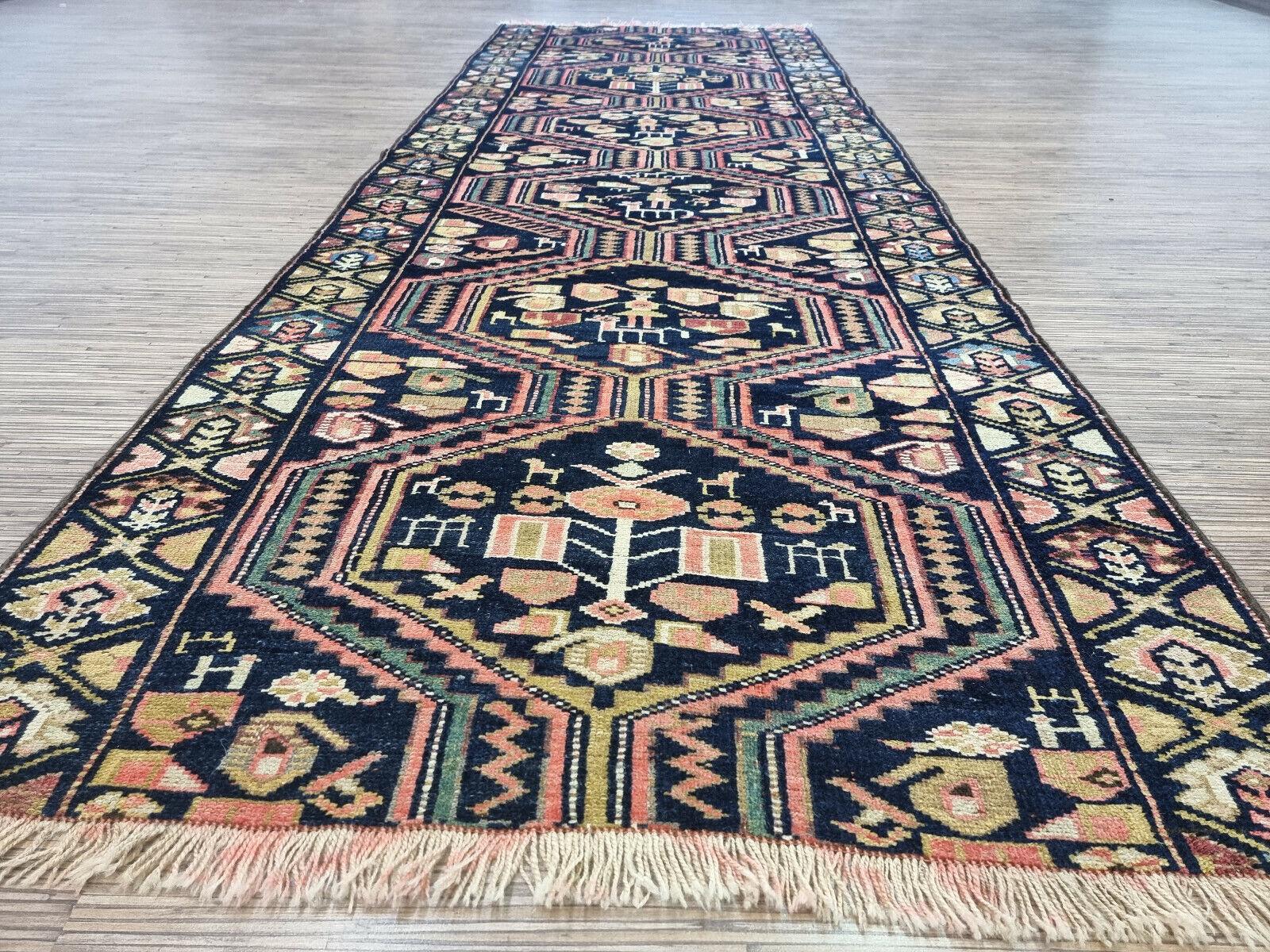 Hand-Knotted Handmade Antique Persian Style Luri Runner Rug 3.2' x 9.1', 1920s - 1D103