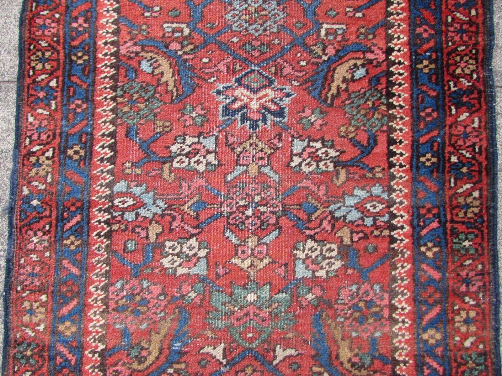 Handmade Antique Persian Style Mahal Runner Rug 2.5' x 12.1', 1920s, 1Q57 For Sale 3