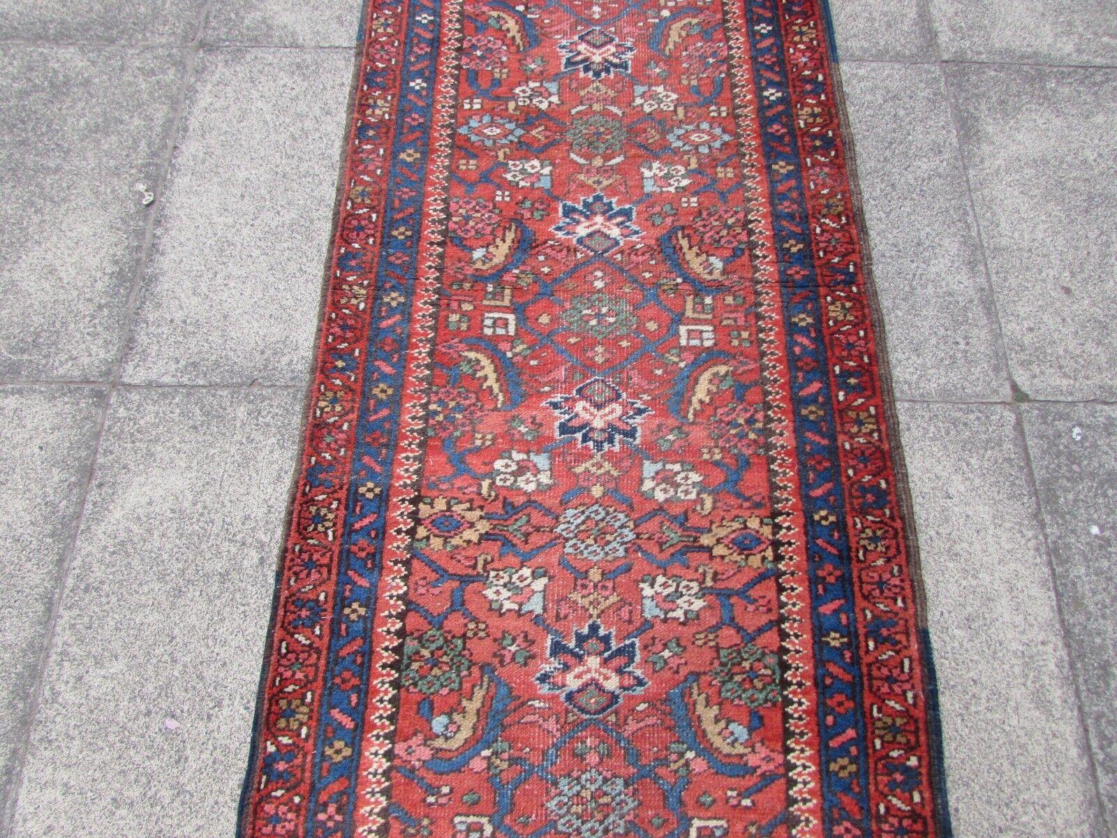 French Handmade Antique Persian Style Mahal Runner Rug 2.5' x 12.1', 1920s, 1Q57 For Sale