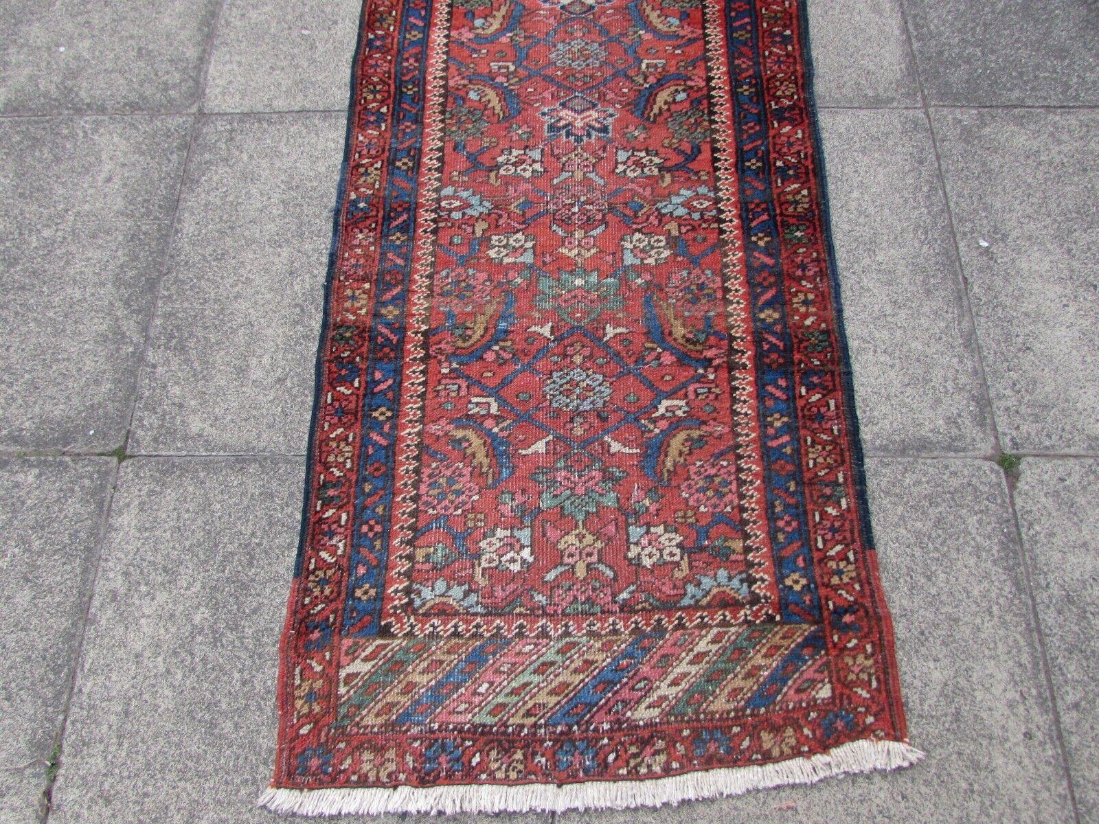 Hand-Knotted Handmade Antique Persian Style Mahal Runner Rug 2.5' x 12.1', 1920s, 1Q57 For Sale