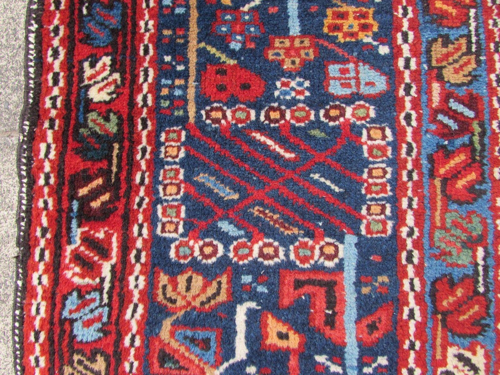  Handgefertigter antiker Karajeh-Teppich im persischen Stil 4,6' x 6', 1920er Jahre - 1Q56 im Angebot 2
