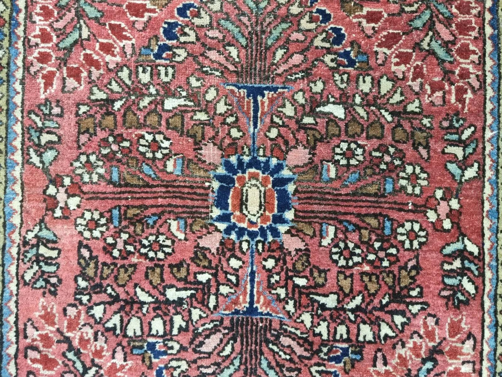 Tapis Sarouk de style persan ancien fait à la main 1.9' x 2,4', années 1920 - 1D139 Bon état - En vente à Bordeaux, FR