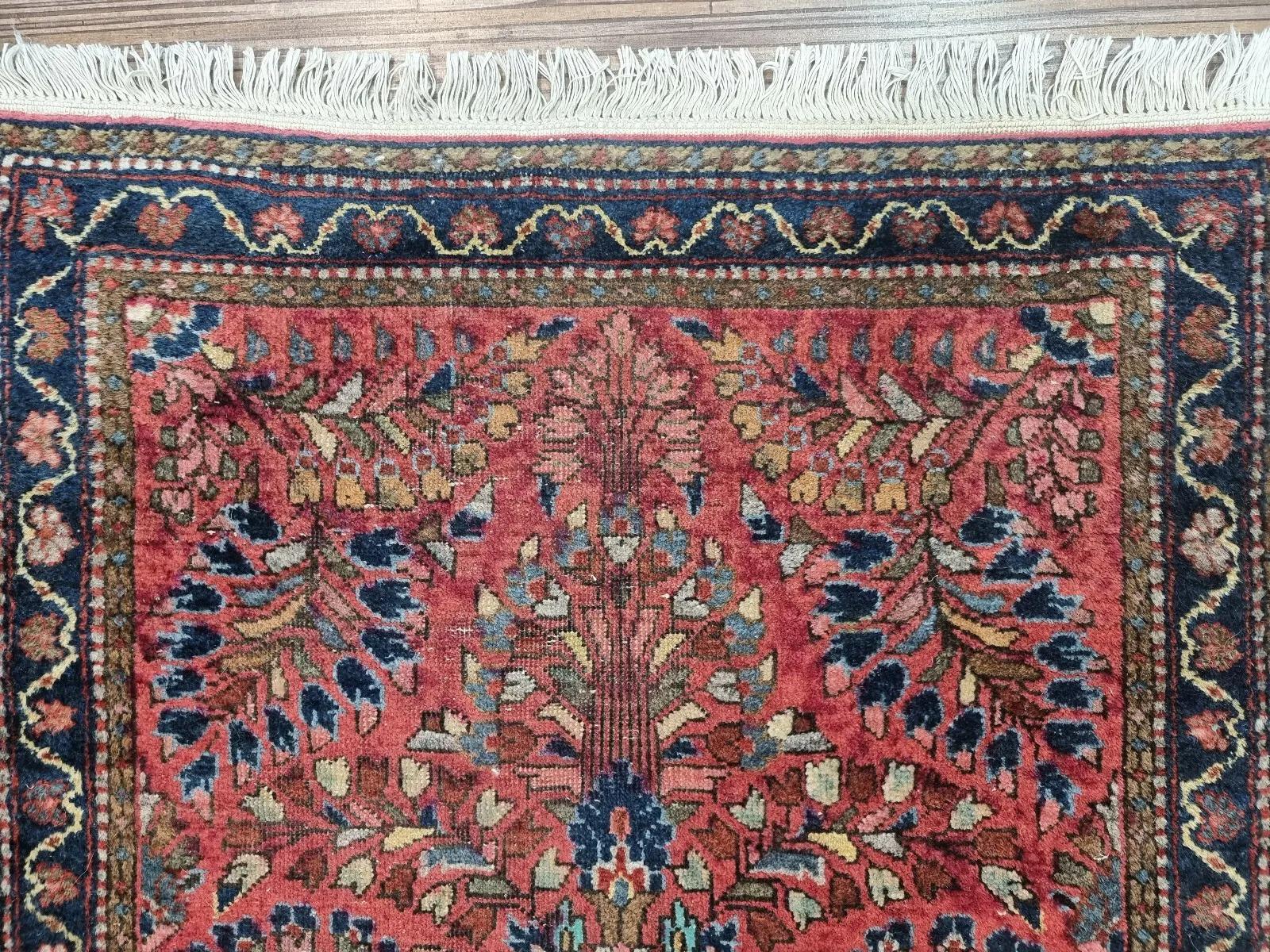 Tapis Sarouk de style persan ancien fait à la main 2' x 2,5', années 1920 - 1D138 Bon état - En vente à Bordeaux, FR
