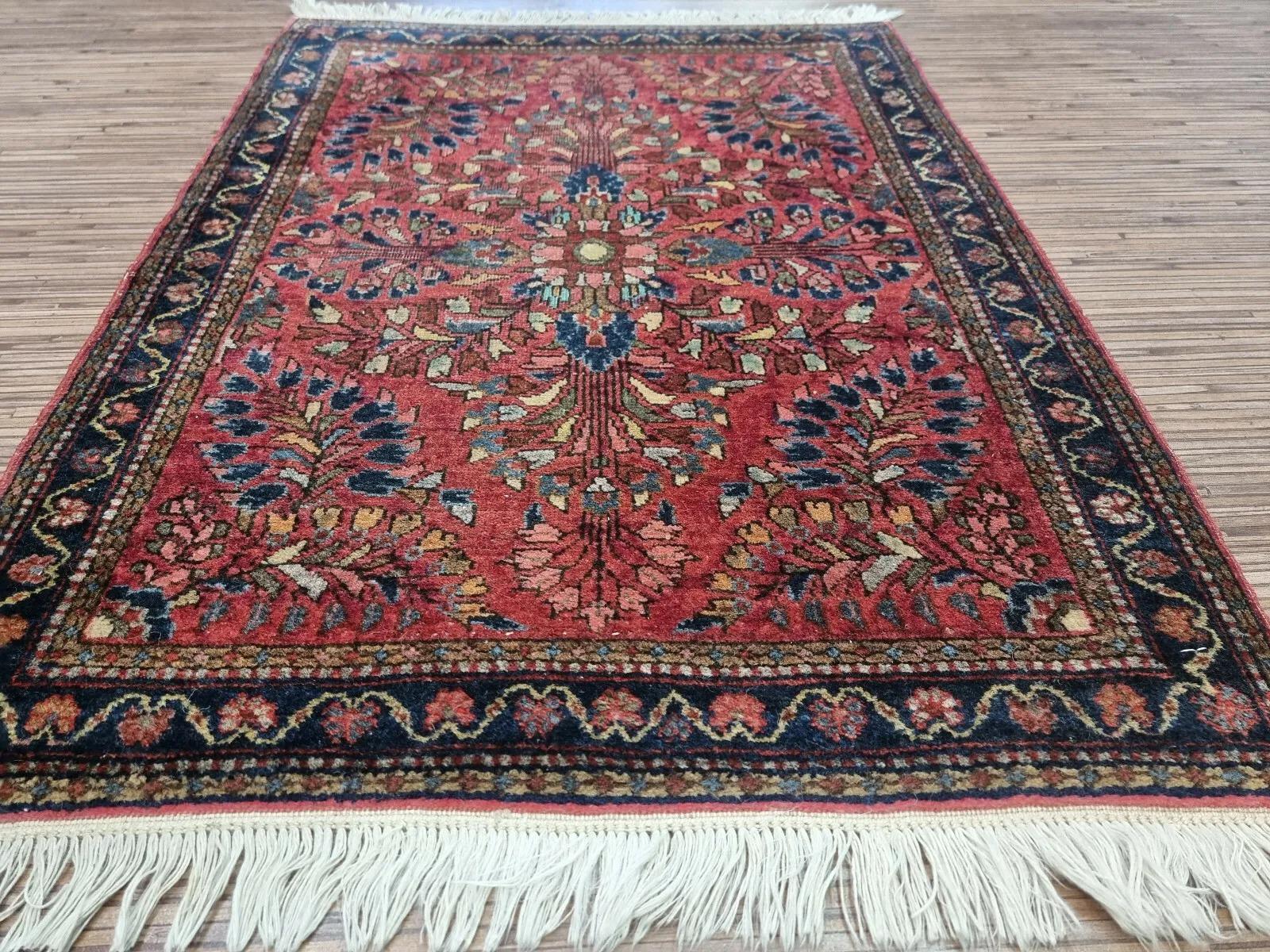 Laine Tapis Sarouk de style persan ancien fait à la main 2' x 2,5', années 1920 - 1D138 en vente
