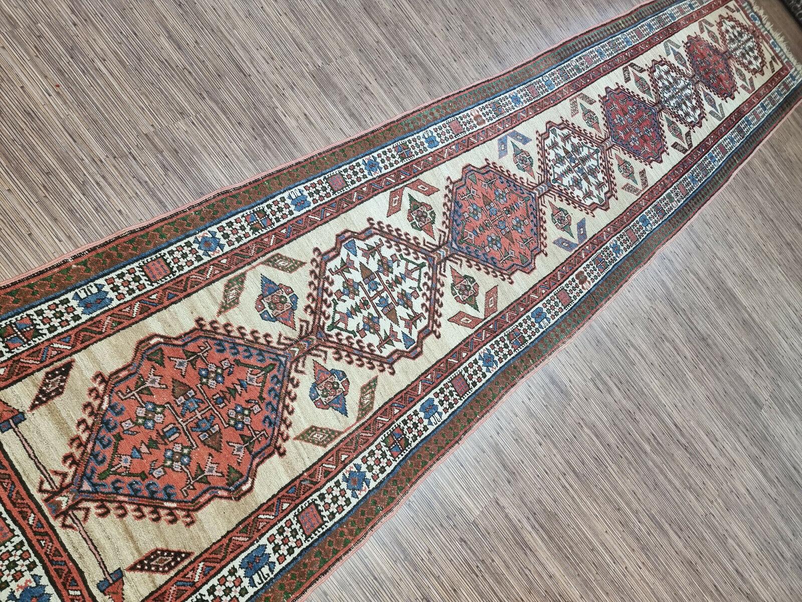 Handmade Antique Persian Style Serab Runner Rug 3.2' x 14.9', 1900s - 1D101 For Sale 5